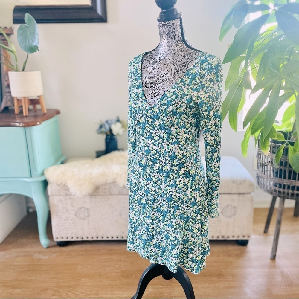NWT Nordstrom BP Green Moss Hannah Kate Long Sleeve Fit & Flare Dress - Picture 6 of 8